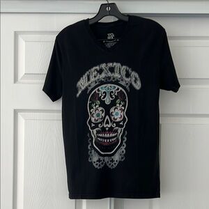 Black Graphic T-Shirt with Skull Design